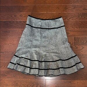 George Elegant Gray Skirt with Sparkly Threading and Velvet Black Accents